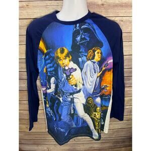 Star Wars Long Sleeve Large Character T-Shirt Luke Skywalker Leia Licensed Mens